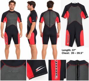 Jobe Mens Red/Bk Shorty Spring Wetsuit Size XXL Power Stretch 2/1 Dive Diving